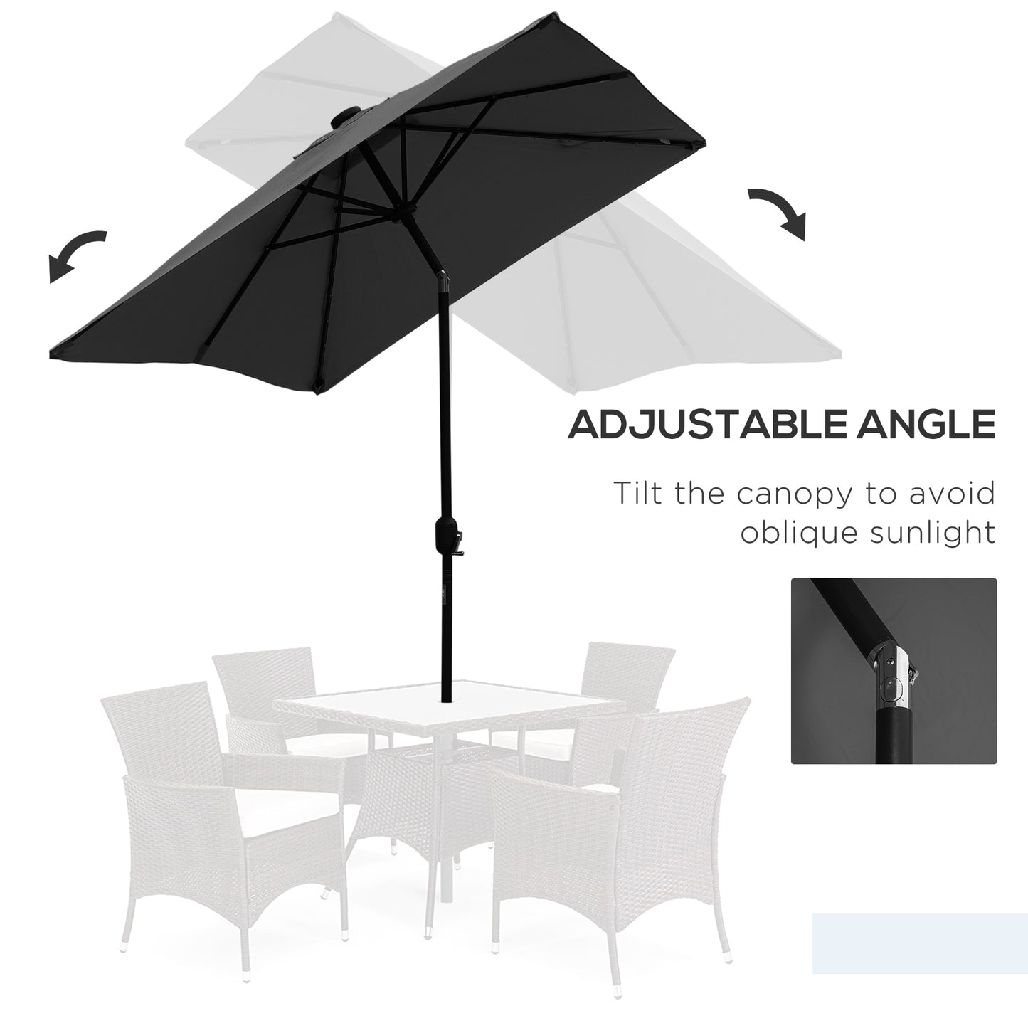 Parasol rectangulaire 6' x 10' avec éclairage LED solaire