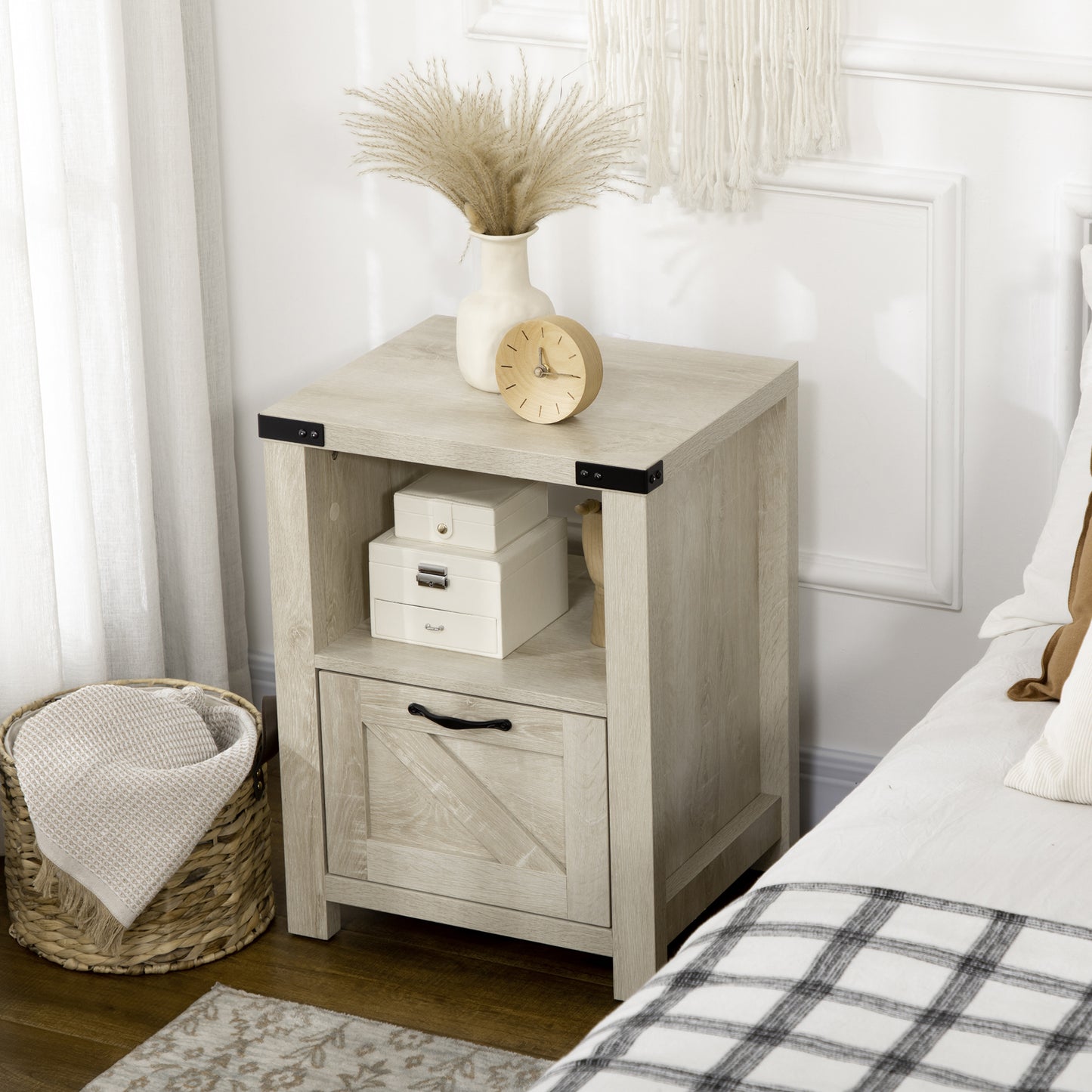 Table de chevet style fermette avec tiroir et tablette