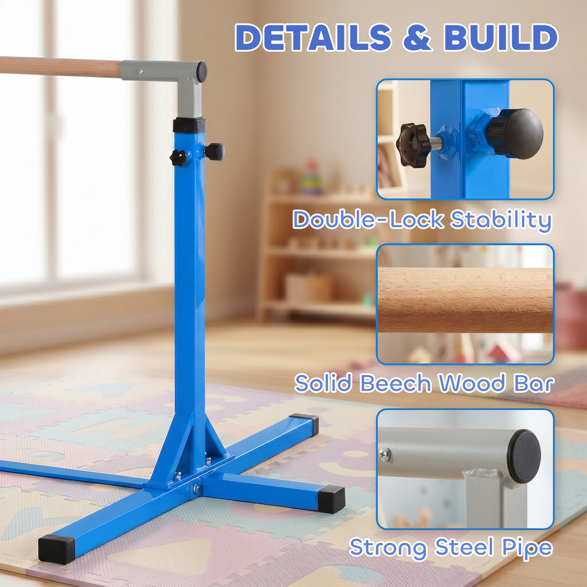 Barre de gymnastique professionnelle réglable pour enfants