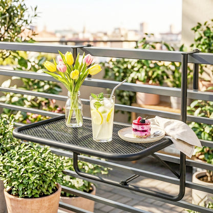 Table de balcon suspendue ajustable pour rambarde