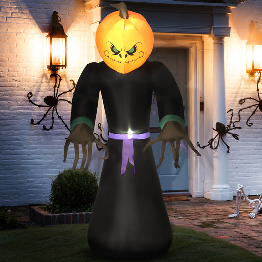 Décoration gonflable Halloween Citrouille Faucheur 213 cm