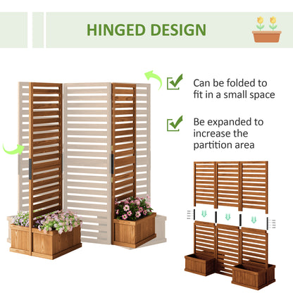 Paravent extérieur 3 panneaux avec 4 jardinières surélevées
