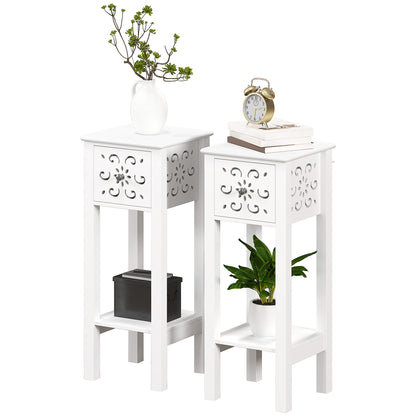 Tables de chevet avec tiroir et étagère ouverte ensemble de 2