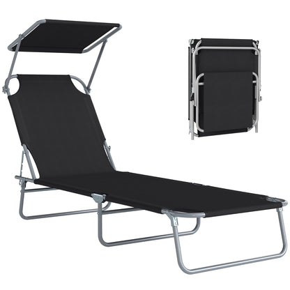 Chaise longue pliante avec auvent réglable