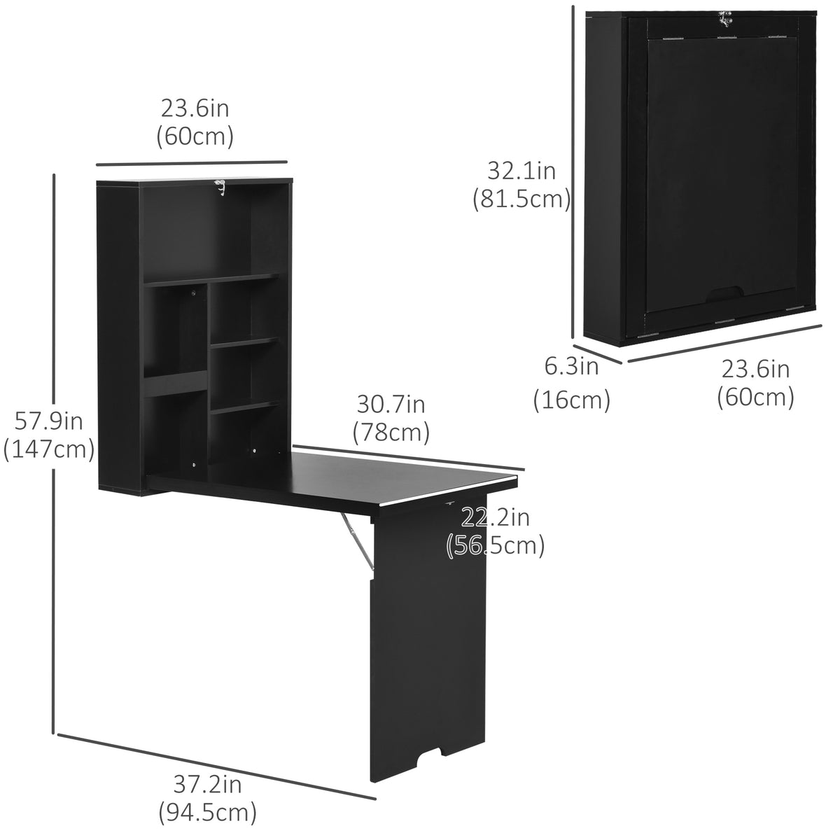 Bureau mural escamotable convertible multifonctionnel