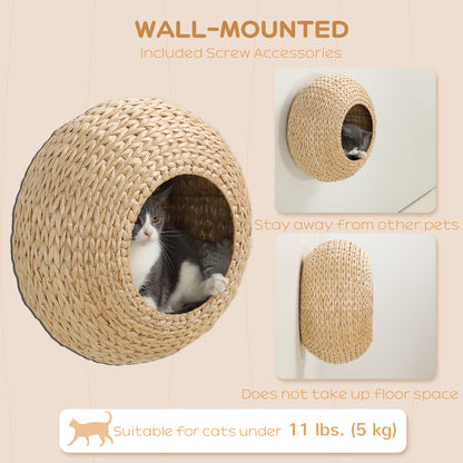 Étagère murale pour chat en massette avec coussin