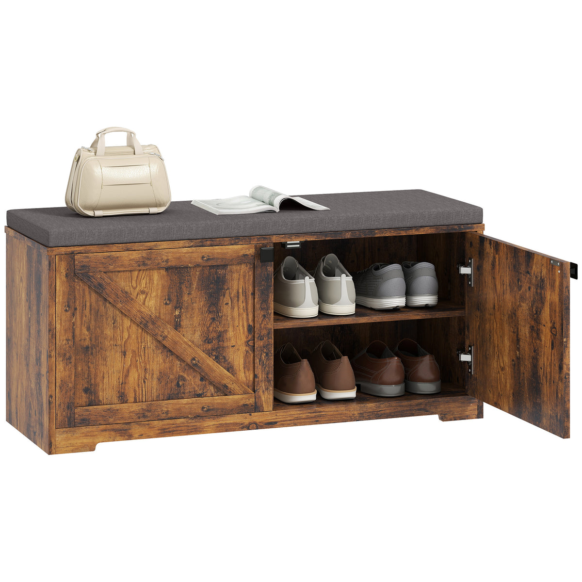 Banc de rangement à chaussures capitonné