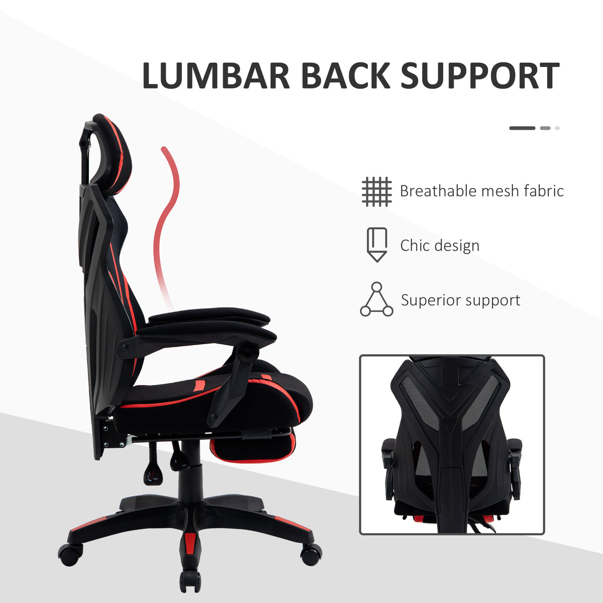 Chaise de jeux ergonomique avec repose-pieds