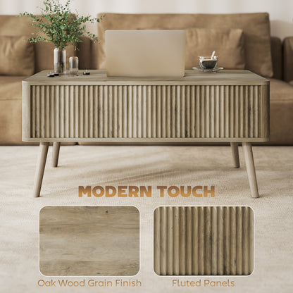 Table basse avec plateau relevable et rangement