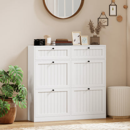 Armoire à chaussures étroite avec tiroirs basculants style ferme