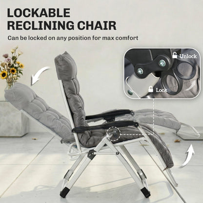 Chaise longue zéro gravité pliante avec coussin amovible
