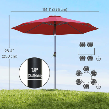 Parasol de patio rond 10 pieds avec manivelle