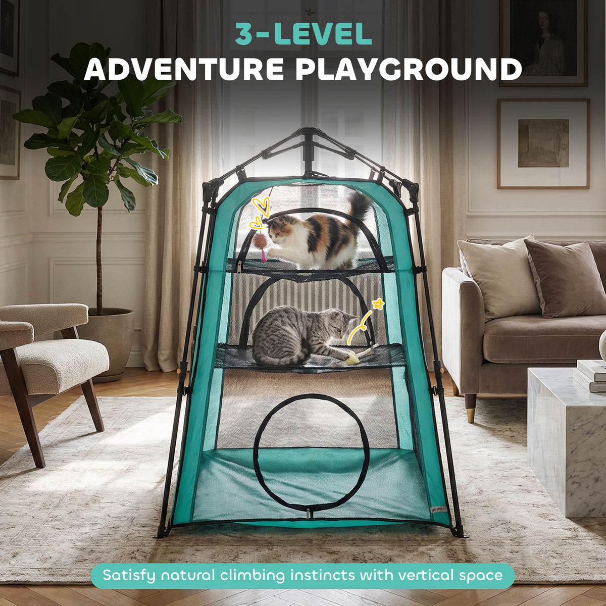Tente pour chat portable à trois niveaux