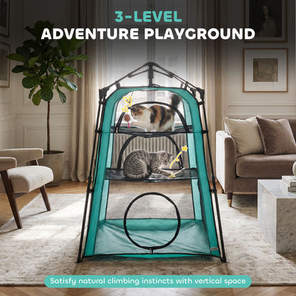 Tente pour chat portable à trois niveaux