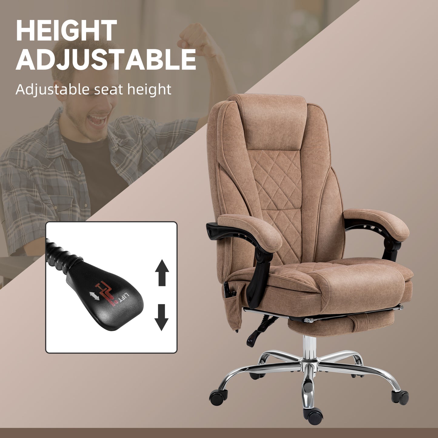 Chaise bureau massage inclinable avec repose-pieds ajustable