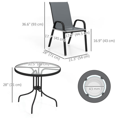 Ensemble de patio cinq pièces table ronde et chaises empilables