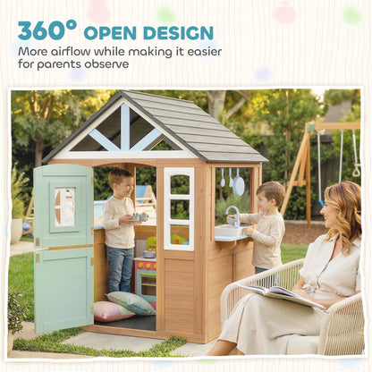 Maisonnette en bois avec cuisine et porte pour animaux